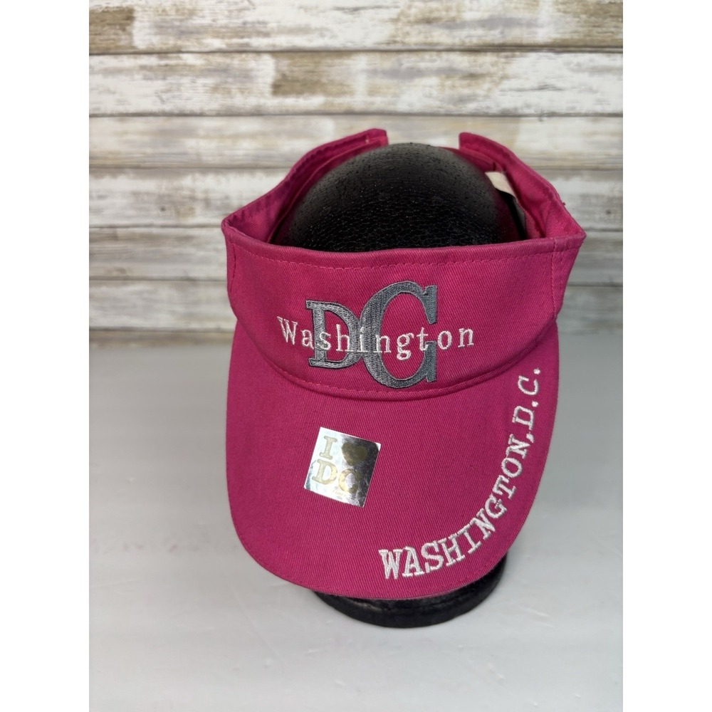 Washington DC USA Strapback Sun‎ Visor Hat Pink One Size Adjustable Patriotic